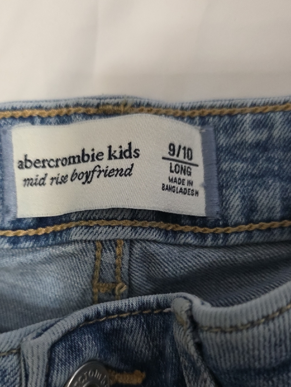 abercrombie kids Light Blue Straight Leg Jeans Girls 9/10 Long - Picture 4 of 10